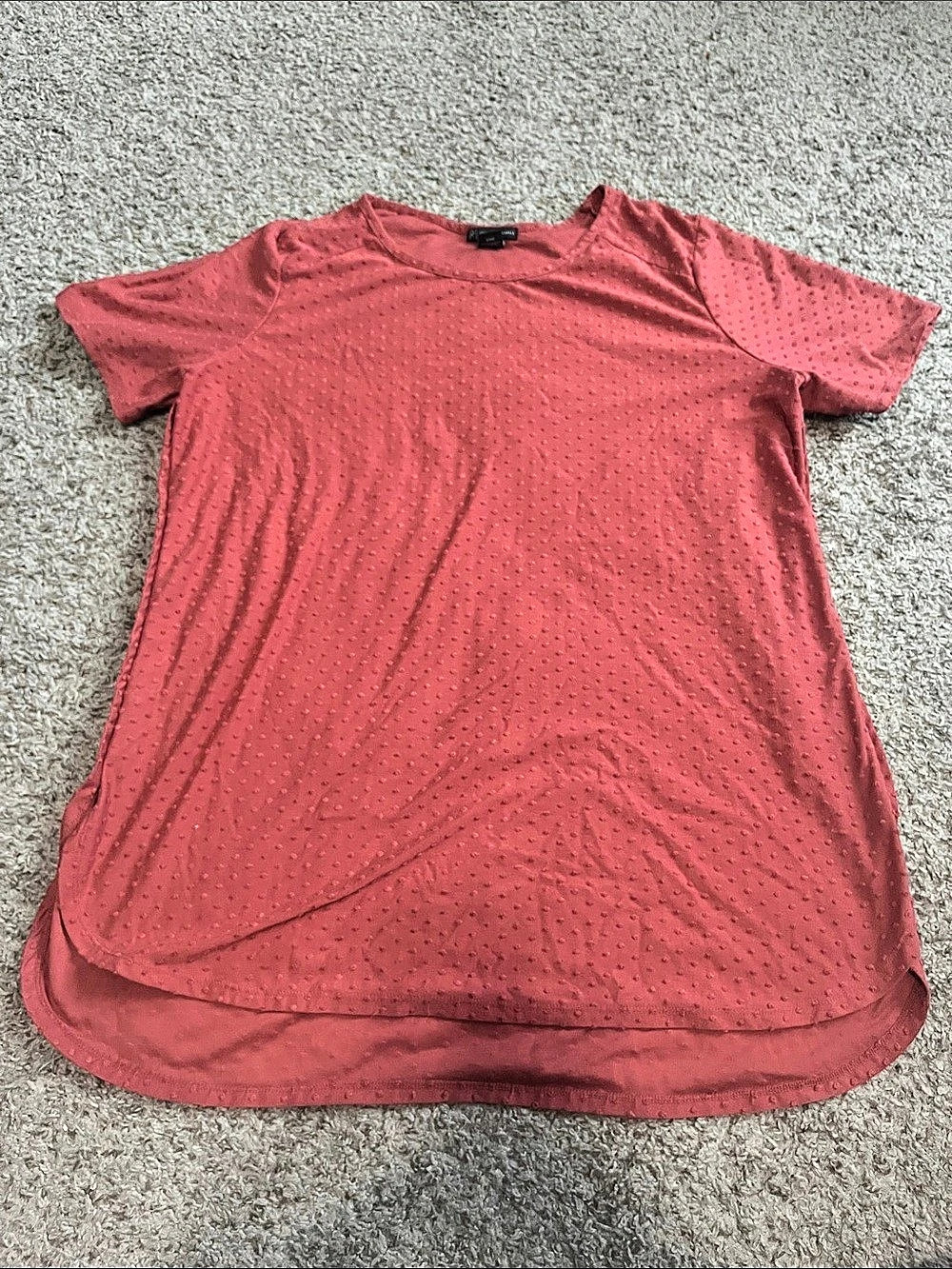 Adrianna Papell Short Sleeve Polka Dot Top in Red Size XXL